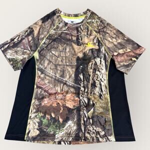 Mossy Oak Mens Short Sleeve Camo Dri More Tech Hunting Jersey T Shirt XL Brown